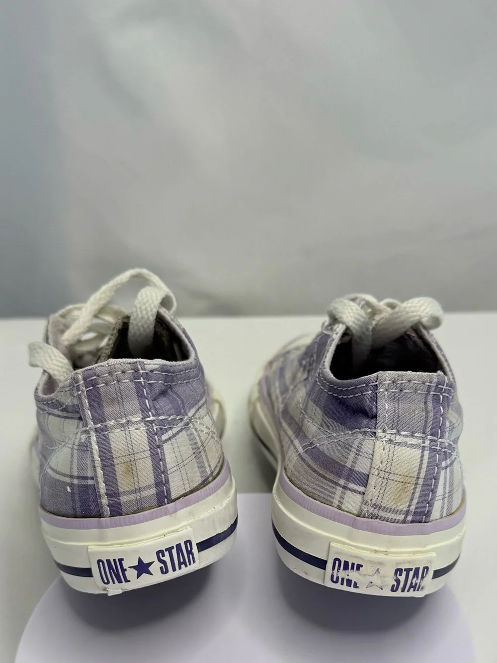 Converse One Star Kids Size 12 Purple Plaid Low-Top Sneakers GUC